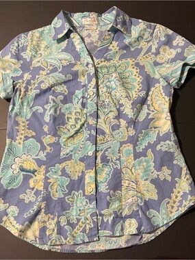 Van Heusen Blue Paisley Short-Sleeve Button-Down Top
